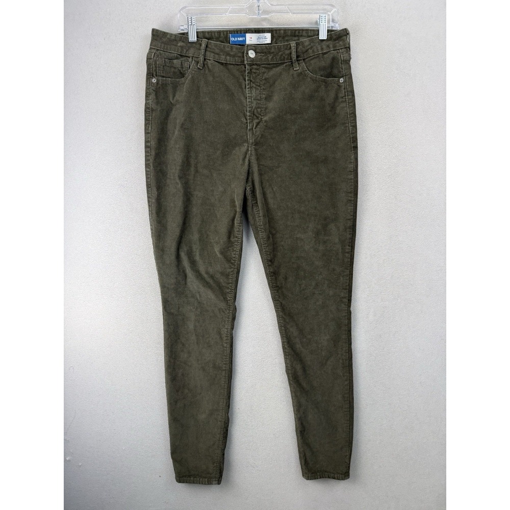 Old Navy Rockstar Corduroy Pants Women's Sz 14 Tall Olive High Rise Super Skinny
